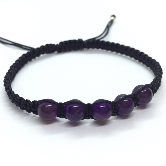 Amethyst Adjustable Shamballa Bracelet - Picture 3 of 4